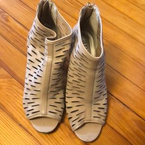 Open toe heeled boots